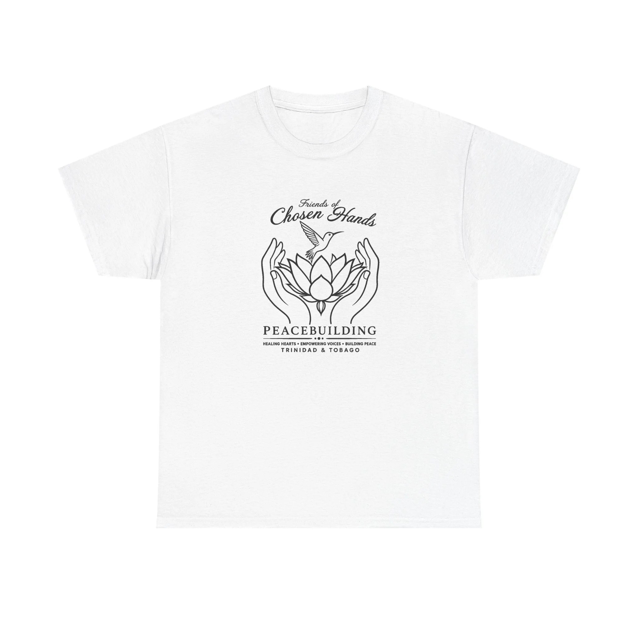 Friends of Chosen Hands - Peacebuilding Coloring Tee (Black Line Art) by Anika Plowden-Corentin
